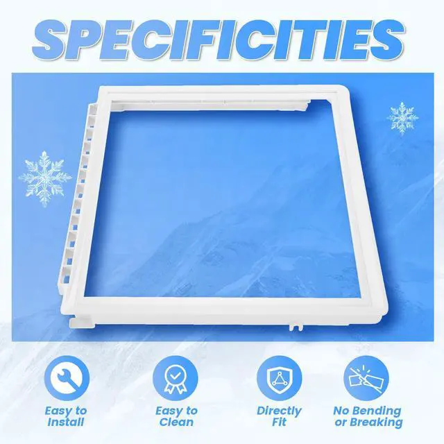 Alt view image 4 of 7 - 240599803 Crisper Pan Cover w/o Glass Compatible with Frigidaire Refrigerator Shelf Frame Replacement for 240599803, 1564725, 240599801, 240599802, AH2378645, EA2378645, PS2378645 Plastic White