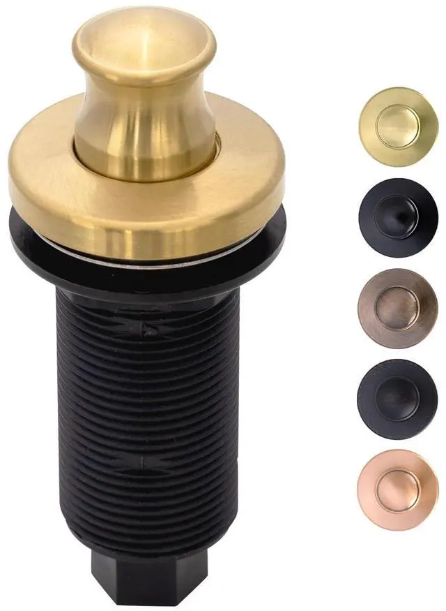 Main image of Brushed Gold Garbage Disposal Air Switch Kit with Sink Top Waste Disposal On/Off Push Button with Brass Cover and Plastic, 2-1/2" Max Countertop Thickness (AK79002-BTG)