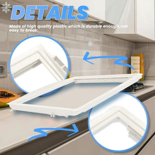 Alt view image 7 of 7 - 240599803 Crisper Pan Cover w/o Glass Compatible with Frigidaire Refrigerator Shelf Frame Replacement for 240599803, 1564725, 240599801, 240599802, AH2378645, EA2378645, PS2378645 Plastic White