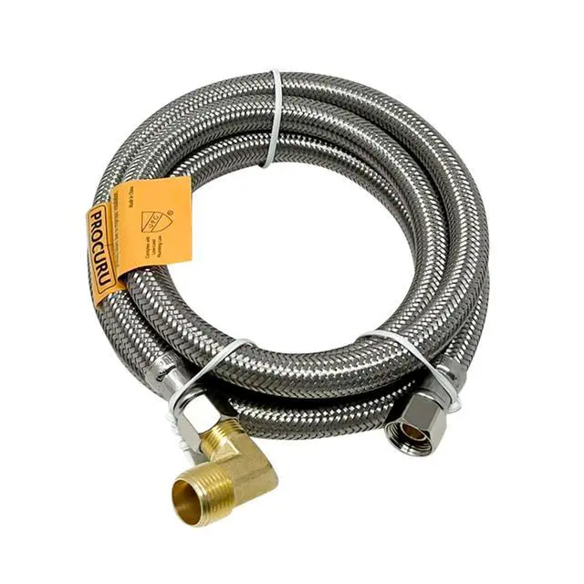 Alt view image 3 of 4 - 2-Pack 6-Ft Stainless Steel Dishwasher Hose with Elbow, 3/8" Comp x 3/8" Comp, Universal Dishwasher Water Supply Line, Certified Safe (9SDE-2P)