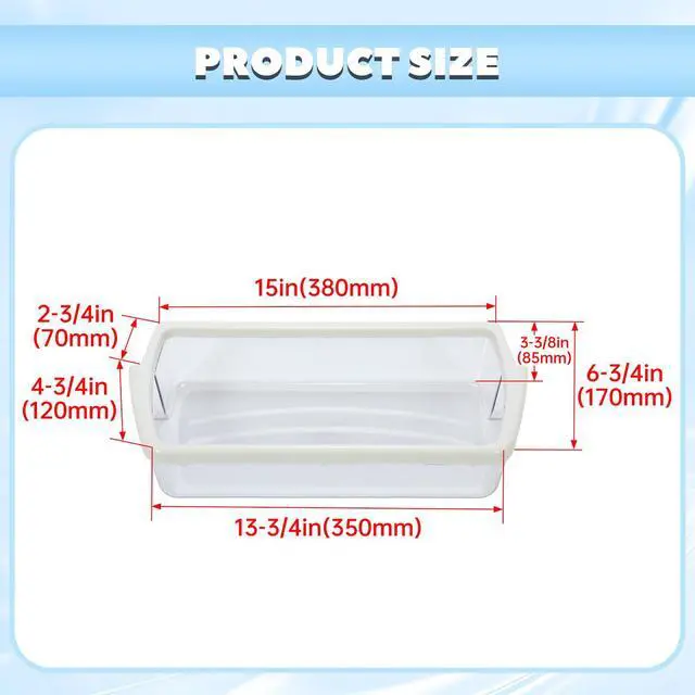 Alt view image 3 of 7 - WPW10321304 W10321304 Refrigerator Door Shelf Compatible with Whirlpool KitchenAid Kenmore Maytag Amana Ikea Inglis Estate Clear Fridge Door Bin Shelf WSF26C2EXF01 WRS325FDAM04 Replacement