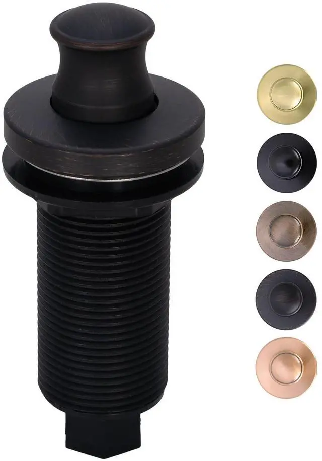 Main image of Oil Rubbed Bronze Garbage Disposal Air Switch Kit with Sink Top Waste Disposal On/Off Push Button with Brass Cover and Plastic, 2-1/2" Max Countertop Thickness (AK79002-ORB)