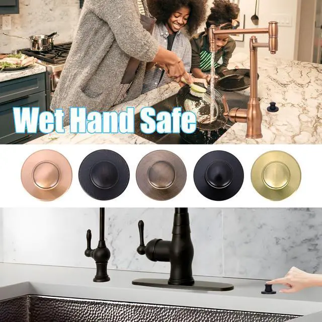 Alt view image 5 of 6 - Oil Rubbed Bronze Garbage Disposal Air Switch Kit with Sink Top Waste Disposal On/Off Push Button with Brass Cover and Plastic, 2-1/2" Max Countertop Thickness (AK79002-ORB)