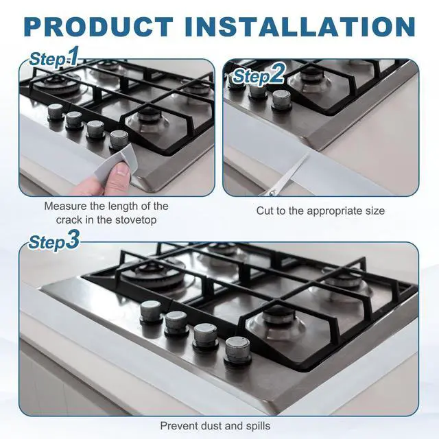 Alt view image 5 of 7 - 21 Inch Silicone Stove Gap Covers, 3 Pcs Heat Resistant Kitchen Stove Gap Fillers for Ovens Stovetop Counter Washer Dryer, Translucent