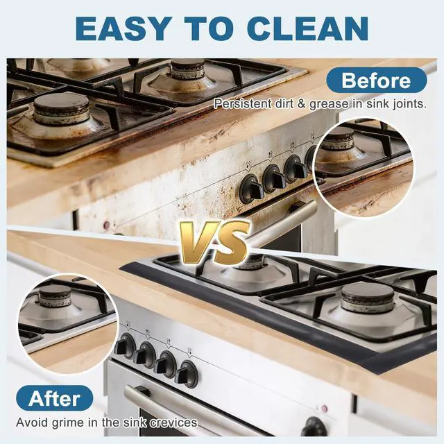 Alt view image 6 of 7 - 21 Inch Silicone Stove Gap Covers, 3 Pcs Heat Resistant Kitchen Stove Gap Fillers for Ovens Stovetop Counter Washer Dryer, Translucent