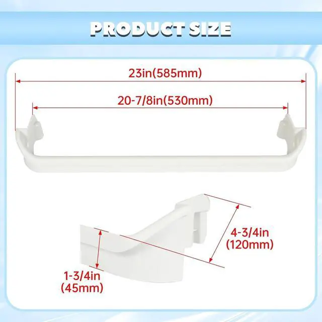 Alt view image 4 of 7 - 240535101 PS735091 Refrigerator Door Shelf Rack Compatible with Frigidaire Kenmore Refrigerator Fridge Door Shelf Rack Rail ABS Plastic White Replacement only