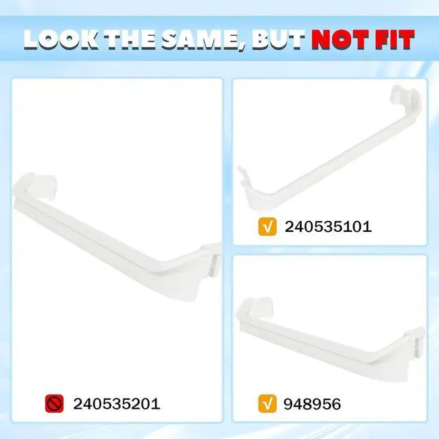Alt view image 5 of 7 - 240535101 PS735091 Refrigerator Door Shelf Rack Compatible with Frigidaire Kenmore Refrigerator Fridge Door Shelf Rack Rail ABS Plastic White Replacement only