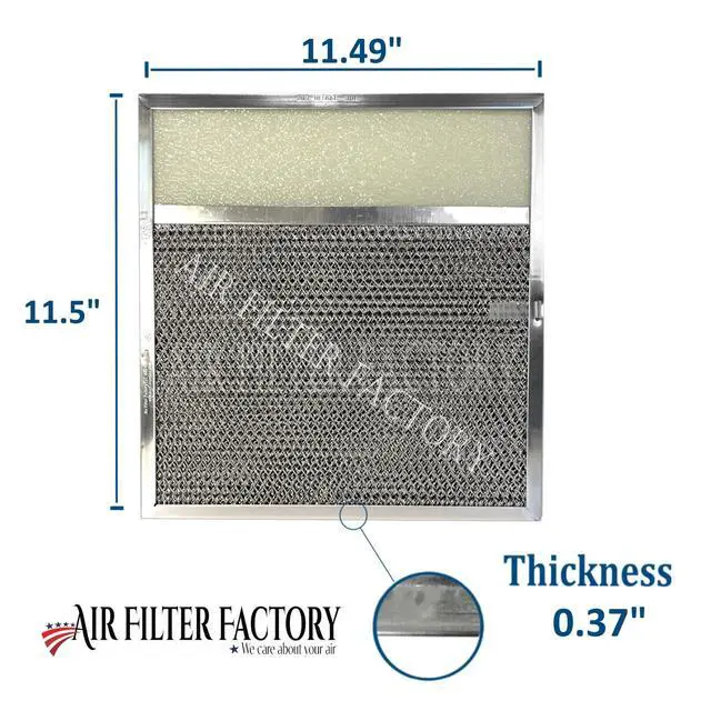 Alt view image 3 of 6 - 11-1/2 x 11-3/4 x 3/8 Inches Range Hood Charcoal Carbon Aluminum Mesh Combo Vent Lens Filter 2-Pack