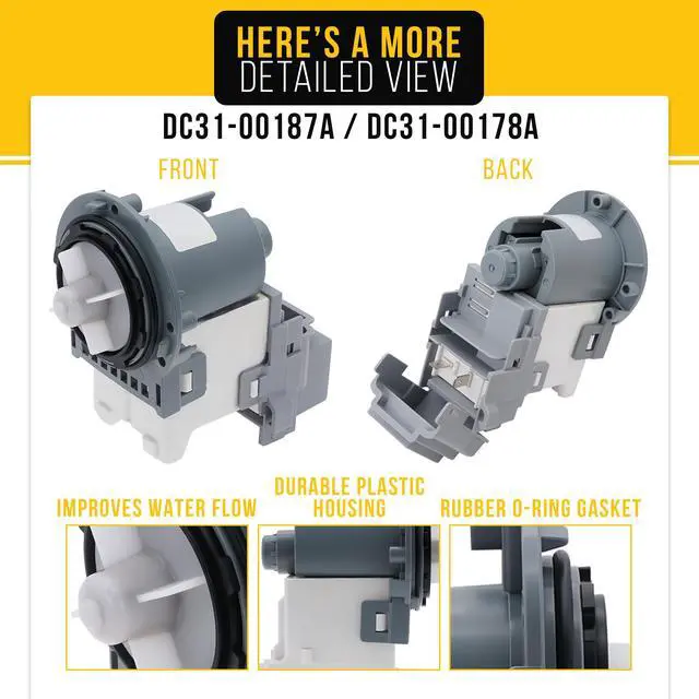 Alt view image 3 of 7 - Washer Drain Pump for Samsung WF45K6500AV/A2