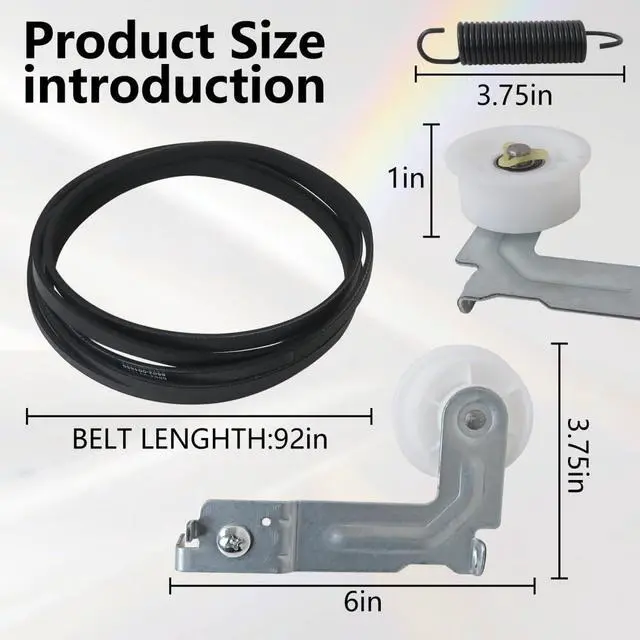 Alt view image 3 of 6 - Dryer Idler Pulley DC93-00634A Dryer Belt 6602-001655 Tension Spring DC61-01215B, Compatible for Samsung Dryer, Replace DV400EWHDWR/AA.00, DV419AEW/XAA-00, DV431AEW/XAA-01, DV400EWHDWR/AA-01