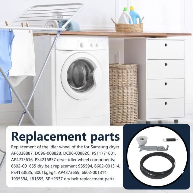 Alt view image 6 of 6 - Dryer Idler Pulley DC93-00634A Dryer Belt 6602-001655 Tension Spring DC61-01215B, Compatible for Samsung Dryer, Replace DV400EWHDWR/AA.00, DV419AEW/XAA-00, DV431AEW/XAA-01, DV400EWHDWR/AA-01