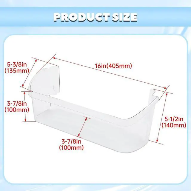 Alt view image 3 of 7 - 242126602 Refrigerator Door Bin Shelf Compatible with Frigidaire Refrigerator Freezer Bottom Door Bin Shelf Clear AP6278233 PS12364199 4547407 EAP12364199 Replacement only