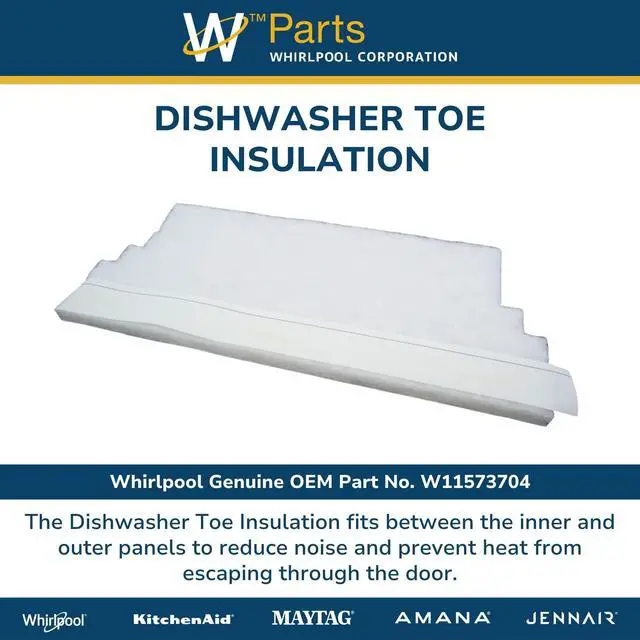 Alt view image 4 of 6 - Whirlpool W11573704 Genuine OEM Dishwasher Toe Insulation Replacement Part - Replaces W11038694