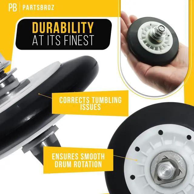 Alt view image 4 of 7 - Dryer Rollers Kit for LG DLE4870W (4-Pack)
