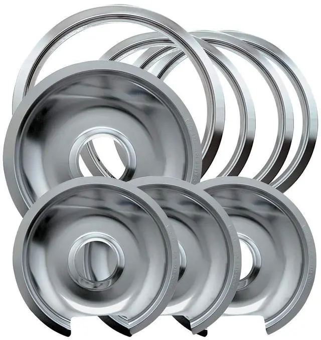 Main image of 1056RGE8 Style D Chrome 4 Pack Drip Pans and 4 Pack Trim Rings