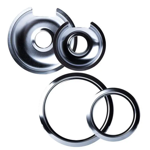 Alt view image 2 of 6 - 1056RGE8 Style D Chrome 4 Pack Drip Pans and 4 Pack Trim Rings