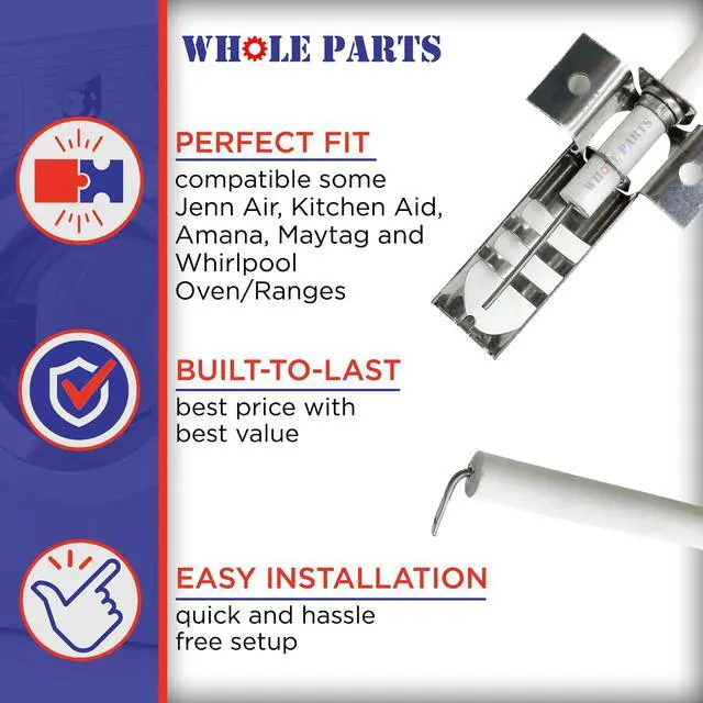 Alt view image 5 of 6 - Upgraded Range Bake or Broil Spark Electrode Part# W10333842- Replacement & Compatible with Some Jenn Air, Kitchen Aid, Amana, Maytag and Whirlpool Ranges