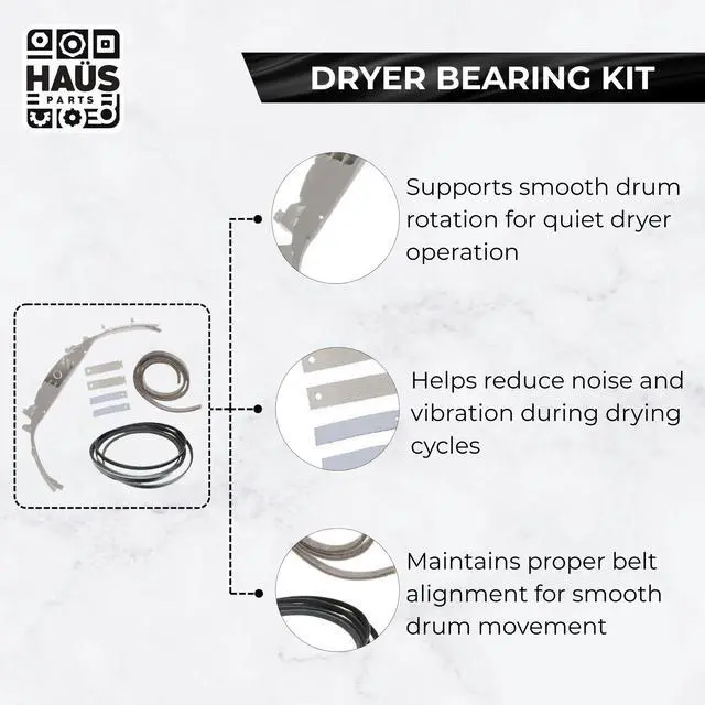 Alt view image 3 of 7 - WE49X20697 Dryer Bearing Kit for GE Dryer, Includes WE3M26, WE9M30, WE12M29, WE1M1067, WE1M504, Replaces PS9493092, WH00X5630