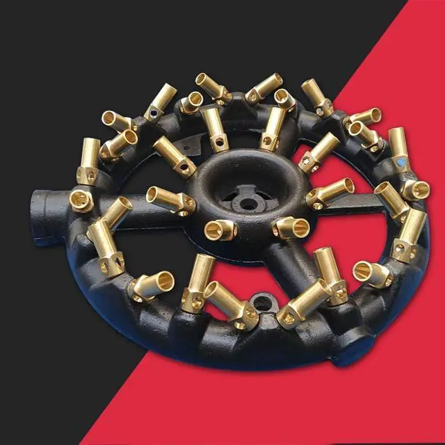 Alt view image 6 of 6 - Heavy-Duty Natural Gas Jet Burner 10/20/23/32 Tips, Cast Iron & Brass Wok Stove with Sand Light Finish, Commercial-Grade Burner Replacement (32 Tips)
