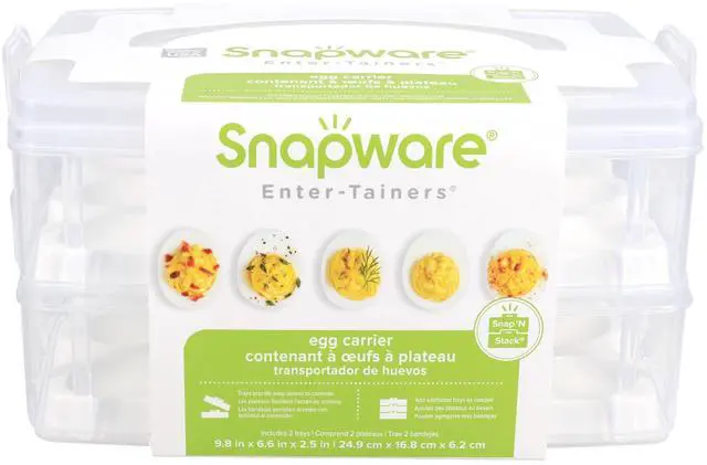 Main image of 2-Layer Snap N Stack Deviled Egg Carrier with Handle - Made in USA | Stackable Two-Tier Design | Secure Latching Closure | Convenient Carry Handle | Ideal For Gatherings