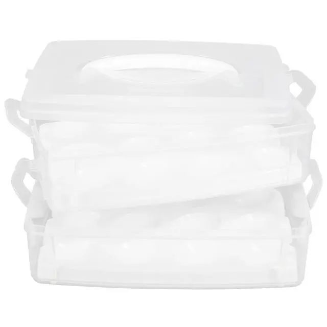 Alt view image 2 of 7 - 2-Layer Snap N Stack Deviled Egg Carrier with Handle - Made in USA | Stackable Two-Tier Design | Secure Latching Closure | Convenient Carry Handle | Ideal For Gatherings