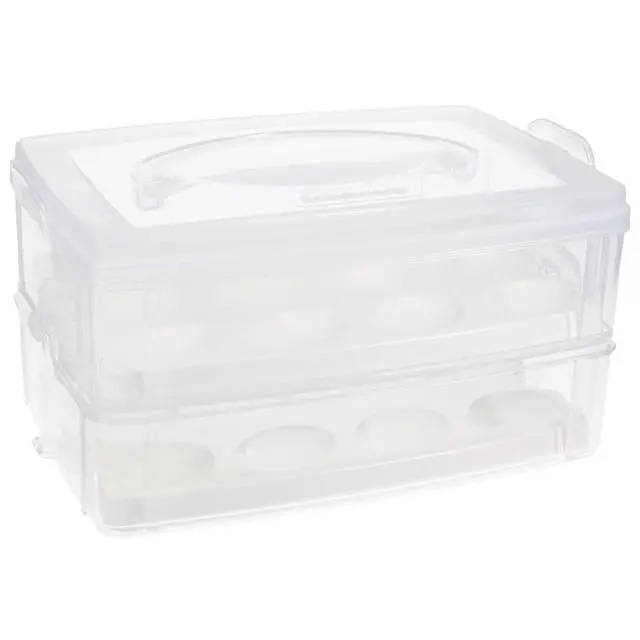 Alt view image 3 of 7 - 2-Layer Snap N Stack Deviled Egg Carrier with Handle - Made in USA | Stackable Two-Tier Design | Secure Latching Closure | Convenient Carry Handle | Ideal For Gatherings