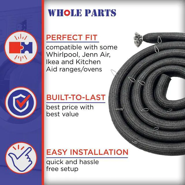 Alt view image 5 of 6 - Upgraded Range Oven Door Gasket Seal Part# W11675844 | Includes 21 Mounting Clips - Compatible with Select IKEA, Jenn-Air, KitchenAid, and Whirlpool Ranges and Ovens