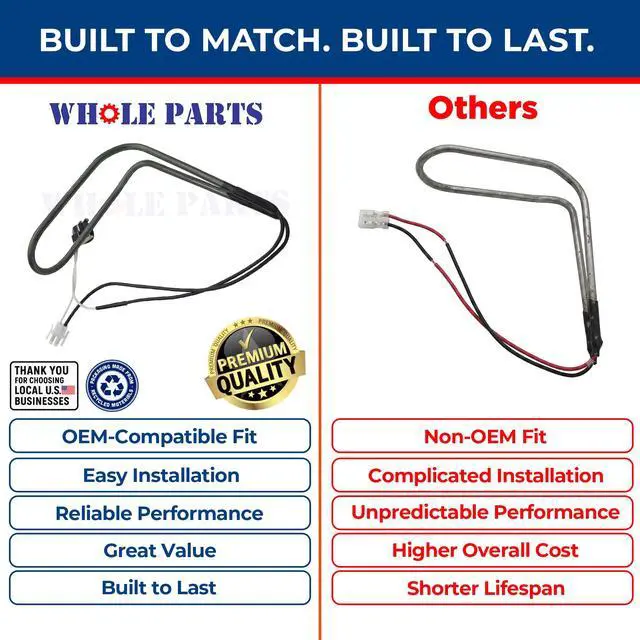 Alt view image 6 of 7 - Upgraded Refrigerator Defrost Heater Part# WP61006116 | Defrost Thermostat Assembly - Compatible with Select Admiral, Crosley, JennAir, Magic Chef, and Maytag Refrigerators