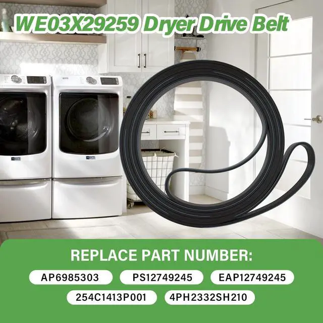 Alt view image 2 of 7 - WE03X29259 Dryer Drive Belt Compatible with GE Dryer, Replacement AP6985303 PS12749245 EAP12749245 254C1413P001