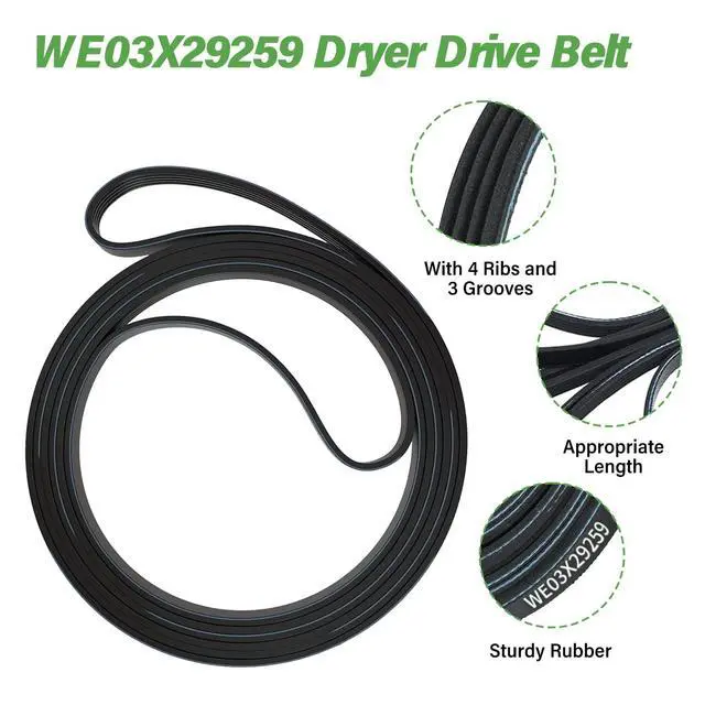 Alt view image 3 of 7 - WE03X29259 Dryer Drive Belt Compatible with GE Dryer, Replacement AP6985303 PS12749245 EAP12749245 254C1413P001