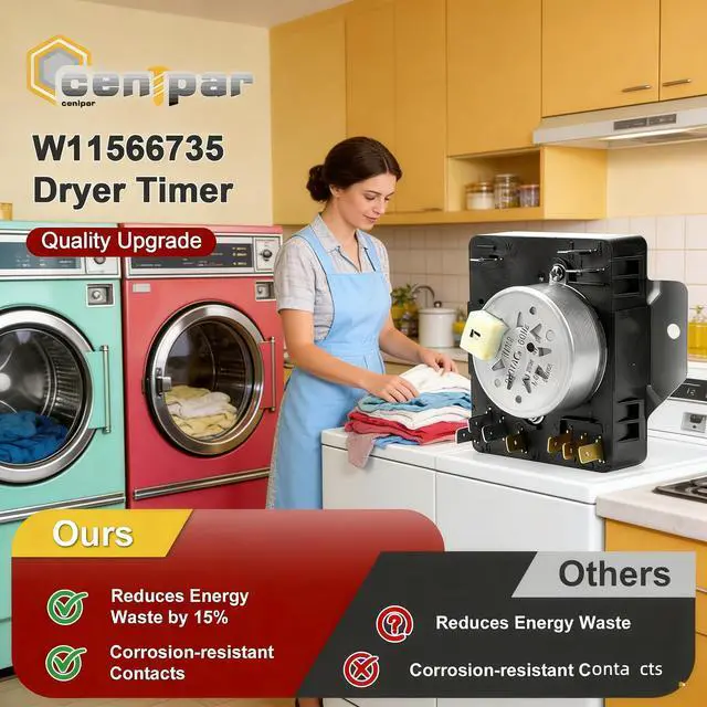 Alt view image 6 of 7 - W11566735 W11685947 Dryer Timer Replacement, OEM Quality, Replaces 4981088 AP7215858 PS17216594 EAP17216594 PD00083293, Fits Maytag MED4500MW0 YMED4500MW0, NO KNOB Included