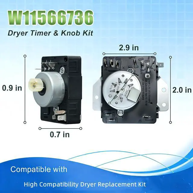 Alt view image 3 of 6 - W11566736 W11701755 Gas Dryer Timer,115VAC 60Hz Replacement for Whirlpool Maytag Dryer, Replaces 4982474 AP7225135 PS17629166 EAP17629166 28900542