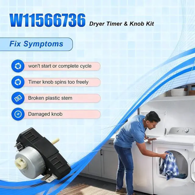 Alt view image 5 of 6 - W11566736 W11701755 Gas Dryer Timer,115VAC 60Hz Replacement for Whirlpool Maytag Dryer, Replaces 4982474 AP7225135 PS17629166 EAP17629166 28900542