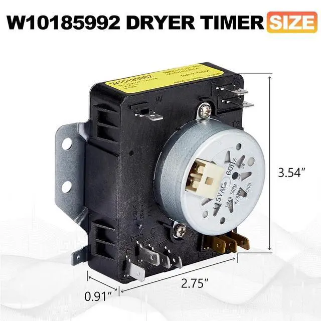 Alt view image 2 of 7 - W10185992 WPW10185992 Dryer Timer Replacement, Compatible with Whirlpool Maytag Kenmore Crosley Dryer, Replaces AP6016542 PS11749833 1481708 41809520B5,115VAC 60Hz, Knob NOT Included