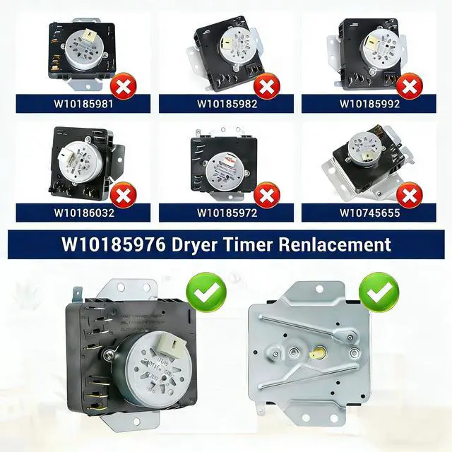 Alt view image 3 of 6 - W10185976 WPW10185976 Dryer Timer,115V 60Hz Replacement for Whirlpool Kenmore Dryer, Replaces WPW10185976VP 1481703 AP6016539 PS11749829