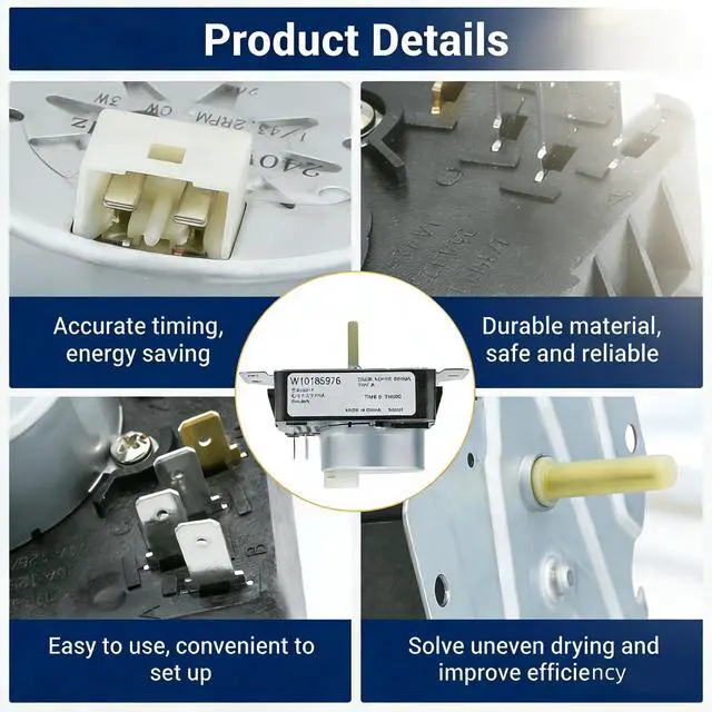 Alt view image 5 of 6 - W10185976 WPW10185976 Dryer Timer,115V 60Hz Replacement for Whirlpool Kenmore Dryer, Replaces WPW10185976VP 1481703 AP6016539 PS11749829