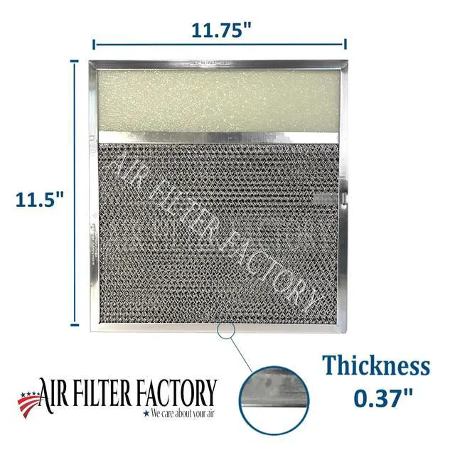Alt view image 3 of 6 - Range Hood Combo Lens Filter BP57 Replacement For Broan 43000 Series, Whirlpool 883149 Stove Hood Vent Filter 11-1/2" x 11-3/4" x 3/8"