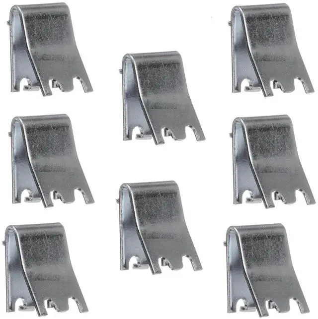 Main image of 8 Pack Zinc Plated Steel Universal Snap-in Shelf Clip for Commercial Refrigerators, Freezers, and Coolers - 7/8" Replacement Pilaster Shelf Clip with 7/16" Tab for Additional Support