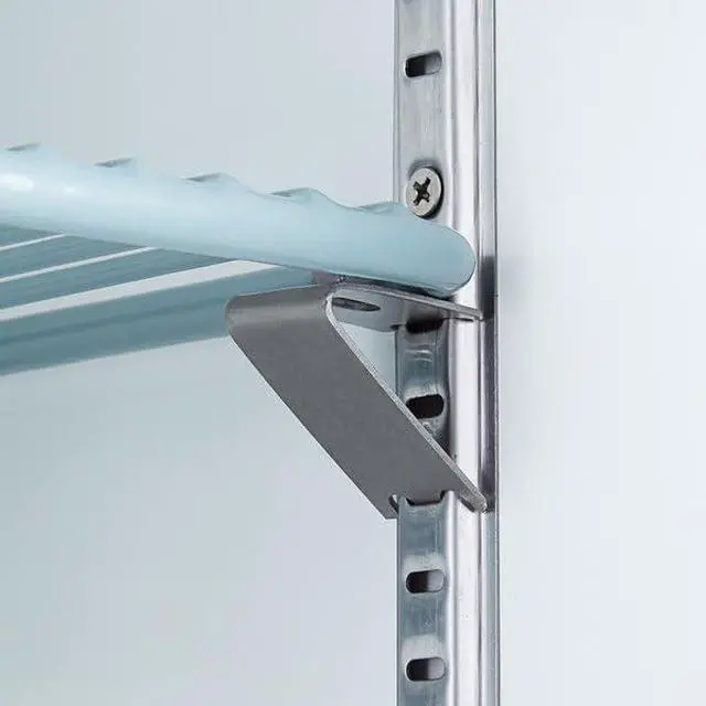 Alt view image 2 of 7 - 8 Pack Zinc Plated Steel Universal Snap-in Shelf Clip for Commercial Refrigerators, Freezers, and Coolers - 7/8" Replacement Pilaster Shelf Clip with 7/16" Tab for Additional Support