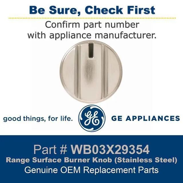 Alt view image 4 of 5 - GE WB03X29354 Range Surface Burner Knob (Stainless Steel)
