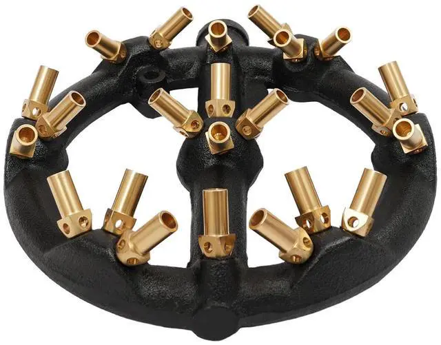 Main image of Heavy-Duty Natural Gas Jet Burner 10/20/23/32 Tips, Cast Iron & Brass Wok Stove with Sand Light Finish, Commercial-Grade Burner Replacement (23 Tips)