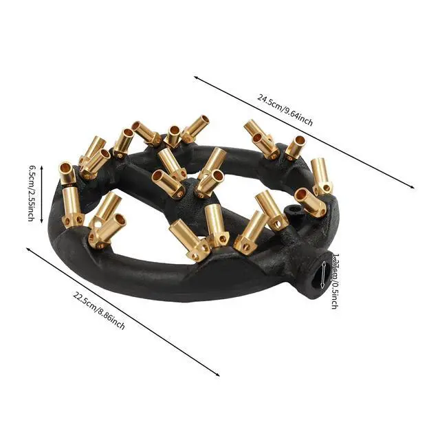 Alt view image 7 of 7 - Heavy-Duty Natural Gas Jet Burner 10/20/23/32 Tips, Cast Iron & Brass Wok Stove with Sand Light Finish, Commercial-Grade Burner Replacement (23 Tips)