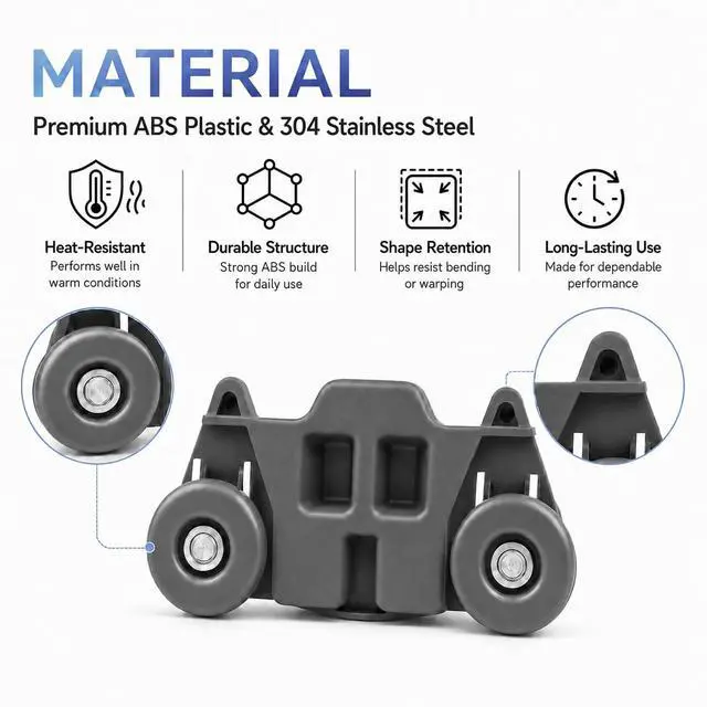 Alt view image 4 of 6 - 4 Pack Dishwasher Lower Rack Wheels Assembly for Maytag MDB4949SDH0 MDB4949SDM0 MDB4949SDM1 MDB4949SHW0 MDB4949SHZ0 MDB5969SDM0 MDB6949SDE0 Bottom Basket Dish Rack Replacement Parts