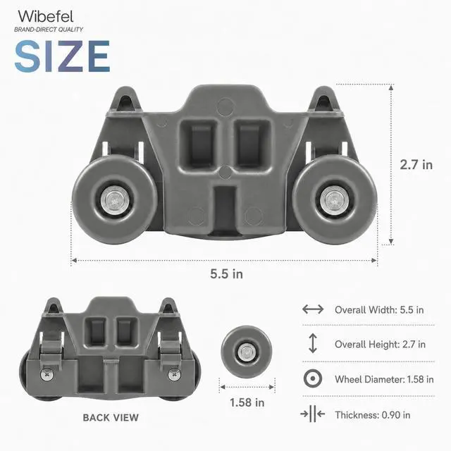 Alt view image 2 of 6 - 4 Pack Dishwasher Lower Rack Wheels Assembly for Maytag MDB4949SDH0 MDB4949SDM0 MDB4949SDM1 MDB4949SHW0 MDB4949SHZ0 MDB5969SDM0 MDB6949SDE0 Bottom Basket Dish Rack Replacement Parts