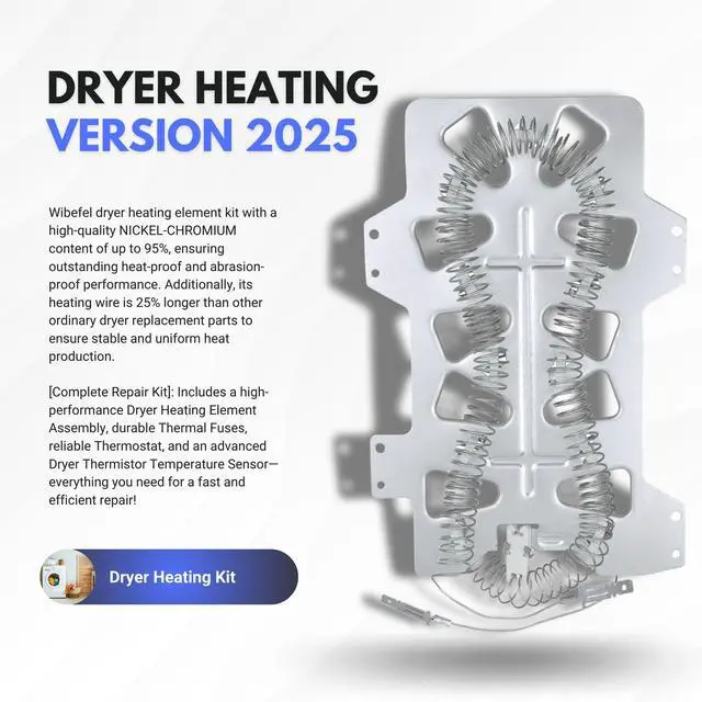 Alt view image 4 of 6 - Dryer Heating Element fits Samsung DV42H5200EF/A3-0000 DV400EWHDWR/AA-0001 DV419AEW/XAA-0000 DV45H7000EP/A3 DVE45T3200W/A3 DVE45R6100P/A3 DV218AEW/XAA DV410AEW/XAA DV456EWHDWR/AA DV210AEW/XAC