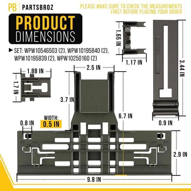 Alt view image 2 of 7 - Dishwasher Top Rack Adjuster for KitchenAid KDFE104DWH4