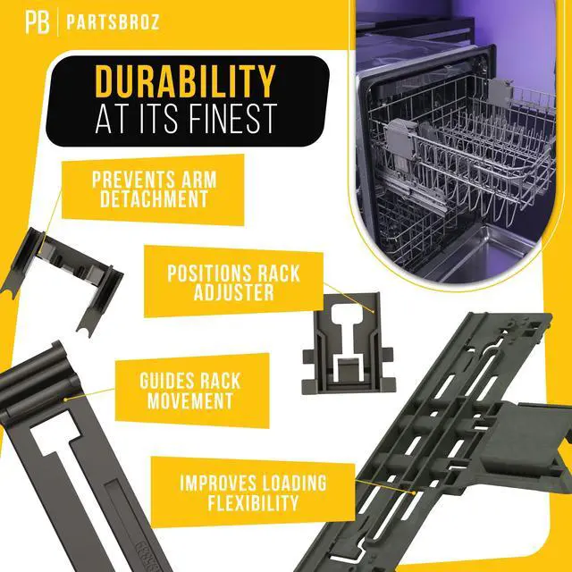 Alt view image 4 of 7 - Dishwasher Top Rack Adjuster for KitchenAid KDFE104DWH4