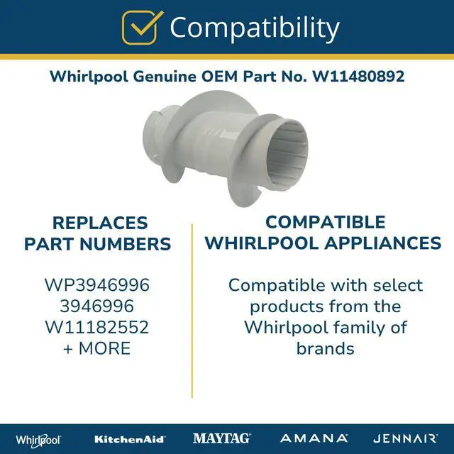 Alt view image 5 of 6 - Whirlpool W11480892 Genuine OEM Top Load Washer Upper Agitator Replacement Part - Replaces WP3946996, 3946996, and W11182552