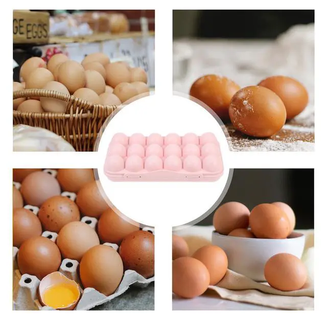 Alt view image 4 of 6 - Plastic Egg Container for Refrigerator 18 Count Egg Holder with Airtight Lid Stackable Organizer Storage Box for Kitchen Fridge Protection