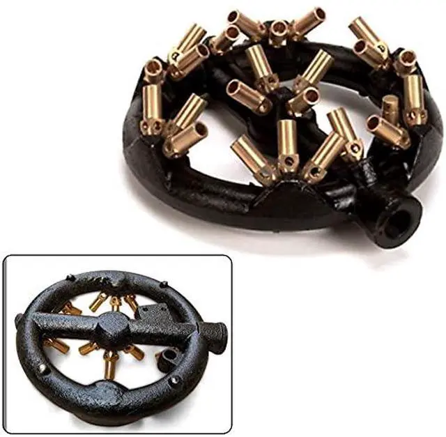 Alt view image 5 of 5 - Heavy-Duty Natural Gas Jet Burner 10/20/23/32 Tips, Cast Iron & Brass Wok Stove with Sand Light Finish, Commercial-Grade Burner Replacement (20 Tips)